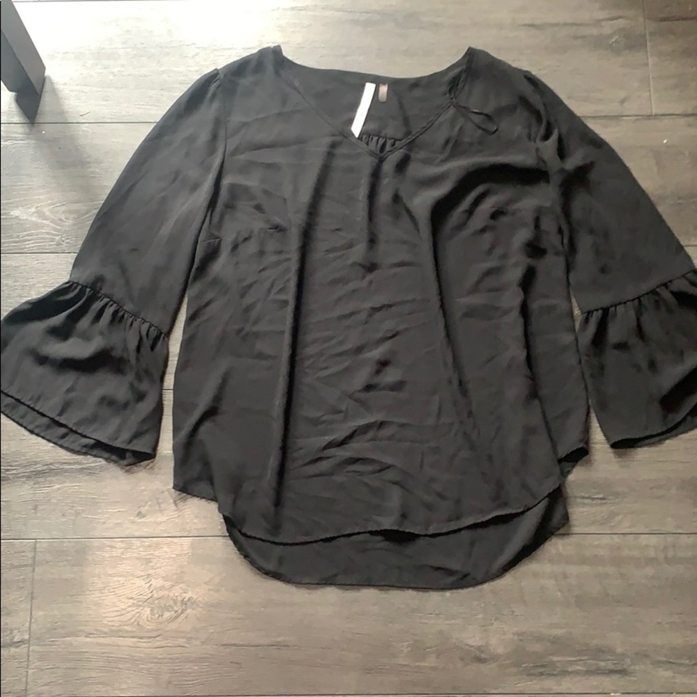 Black sheer hi-lo top